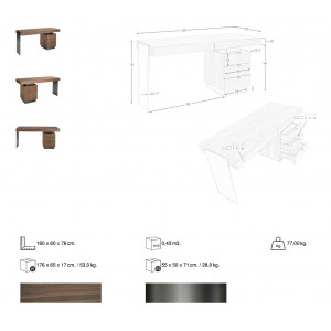 MAZZARON design dió íróasztal - 160cm