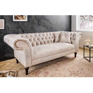 PRINCESS design bársony kanapé - 225cm - beige