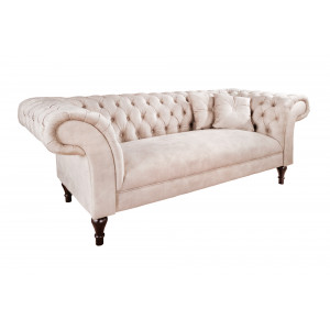 PRINCESS design bársony kanapé - 225cm - beige