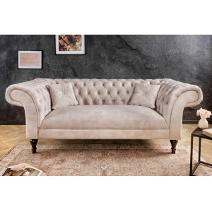 PRINCESS design bársony kanapé - 225cm - beige INVICTA