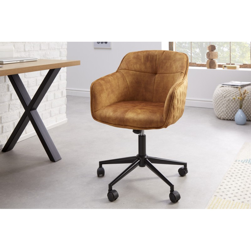 EUPHORIA modern bársony forgószék - okker