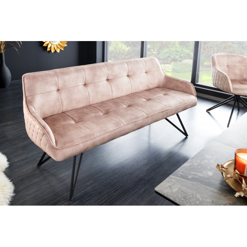 EUPHORIA modern bársony ülőpad - 160cm - beige