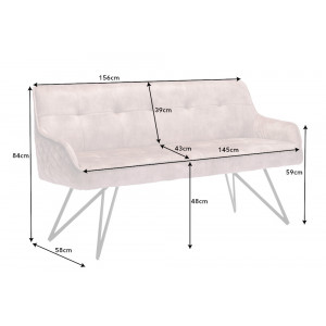 EUPHORIA modern bársony ülőpad - 160cm - beige