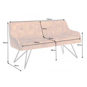 EUPHORIA modern bársony ülőpad - 160cm - sárga