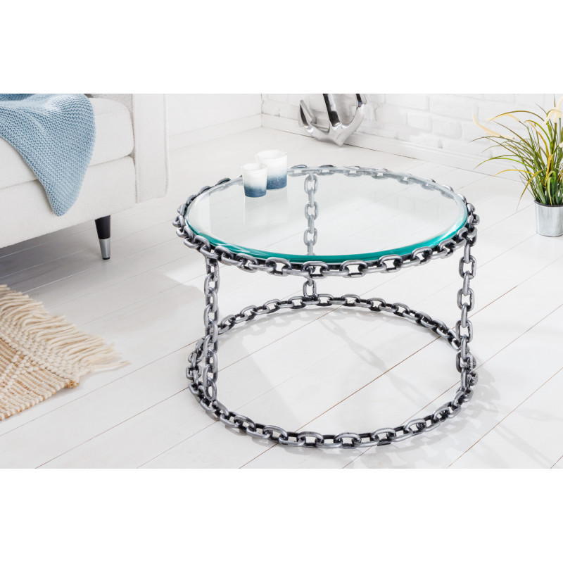 CHAIN modern üveg dohányzóasztal - 65cm