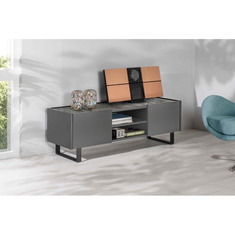 PEGASO modern TV-szekrény - szürke/szürke márvány