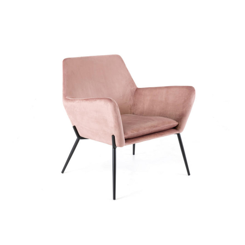 GIN modern bársony fotel - pink/fekete