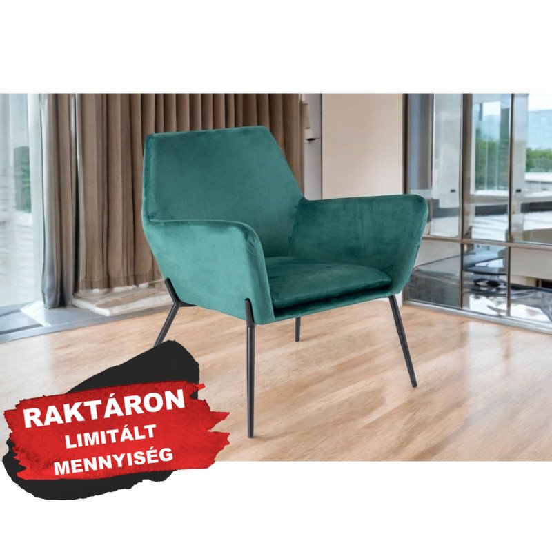 GIN modern bársony fotel - petrol/fekete