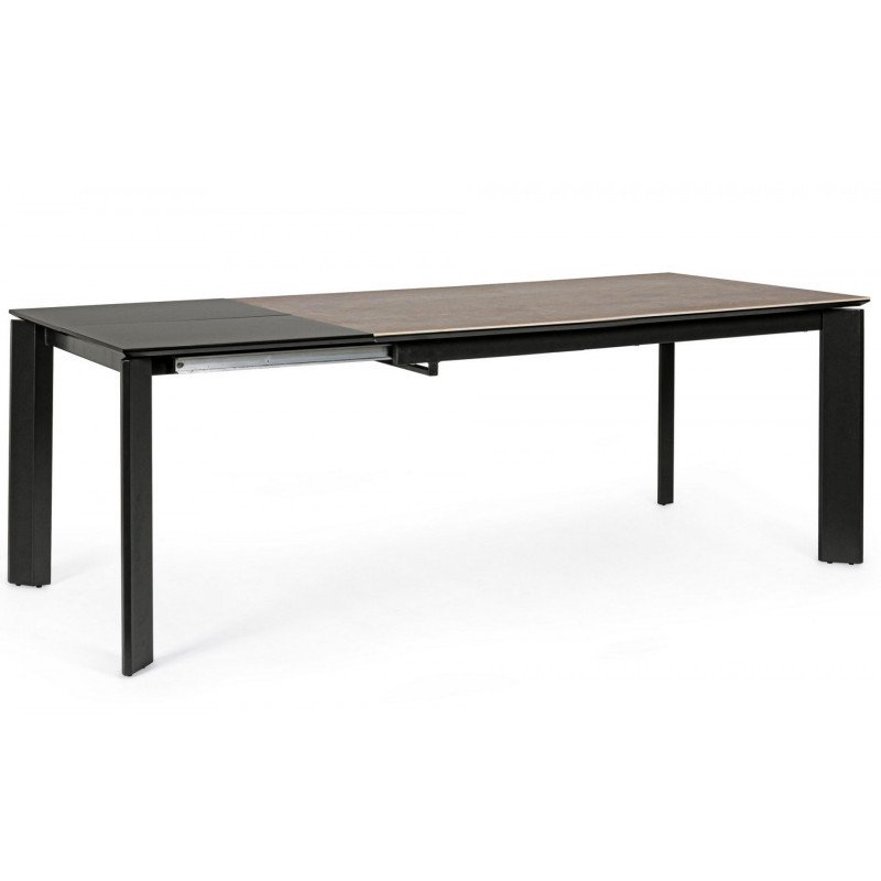 OMINA design bővíthető kerámia étkezőasztal - 140-200/160-220cm - szürke/fekete