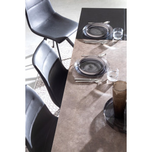 OMINA design bővíthető kerámia étkezőasztal - 140-200/160-220cm - szürke/fekete
