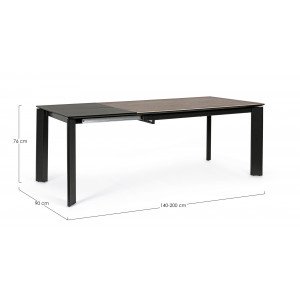 OMINA design bővíthető kerámia étkezőasztal - 140-200/160-220cm - szürke/fekete