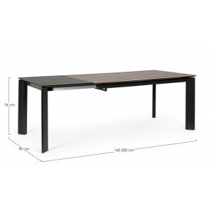 OMINA design bővíthető kerámia étkezőasztal - 140-200/160-220cm - szürke/fekete