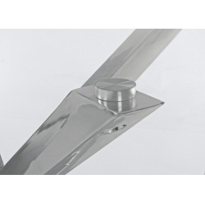 RAY modern üveg étkezőasztal - 160cm - ezüst/fehér/akác