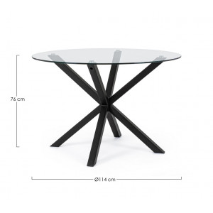 RAY modern üveg étkezőasztal - 114cm - ezüst/fekete/akác