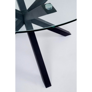 RAY modern üveg étkezőasztal - 114cm - ezüst/fekete/akác
