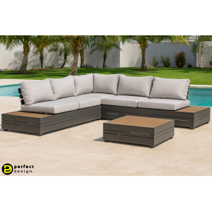 OSTEN prémium kültéri kanapé - szürke/antracit BIZZOTTO