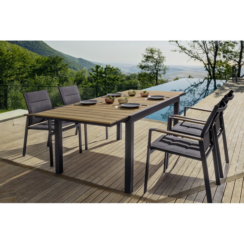 ELIAS bővíthető kültéri étkezőasztal - 140-200cm - antracit