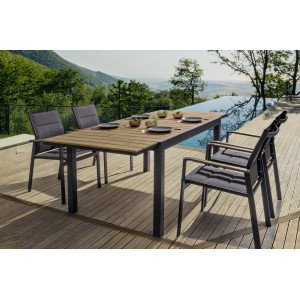 ELIAS bővíthető kültéri étkezőasztal - 140-200cm - antracit BIZZOTTO