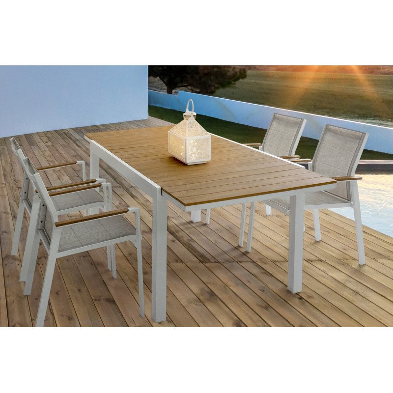 ELIAS bővíthető kültéri étkezőasztal - 140-200cm - fehér