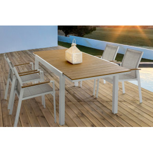 ELIAS bővíthető kültéri étkezőasztal - 140-200cm - fehér BIZZOTTO