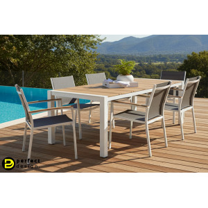 ELIAS I kültéri étkezőasztal - 198cm - fehér BIZZOTTO