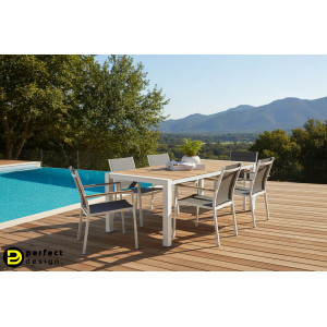 ELIAS I kültéri étkezőasztal - 198cm - fehér