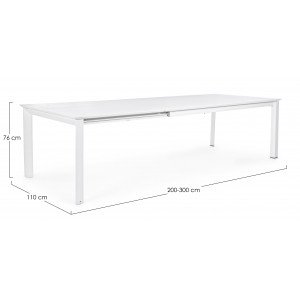 KONNOR prémium bővíthető kültéri étkezőasztal - 200-300cm - fehér