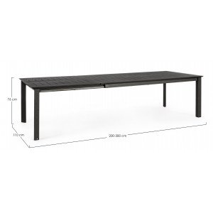 KONNOR prémium bővíthető kültéri étkezőasztal - 200-300cm - antracit