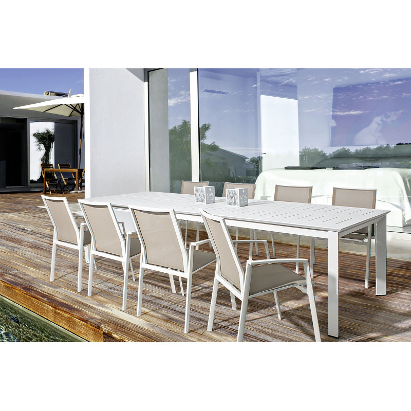 KONNOR prémium bővíthető kültéri étkezőasztal - 160-240cm - fehér