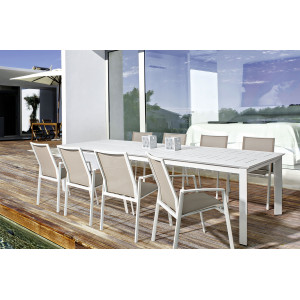 KONNOR prémium bővíthető kültéri étkezőasztal - 160-240cm - fehér BIZZOTTO