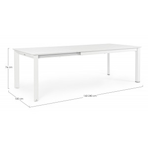 KONNOR prémium bővíthető kültéri étkezőasztal - 160-240cm - fehér