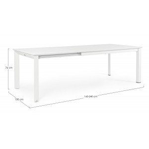 KONNOR prémium bővíthető kültéri étkezőasztal - 160-240cm - fehér
