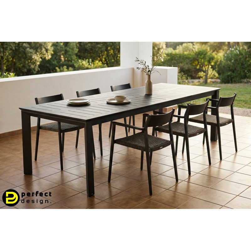 KONNOR prémium bővíthető kültéri étkezőasztal - 160-240cm - antracit