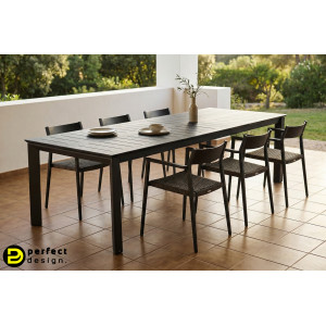 KONNOR prémium bővíthető kültéri étkezőasztal - 160-240cm - antracit BIZZOTTO