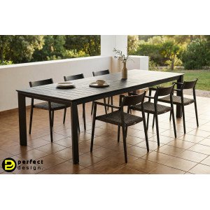 KONNOR prémium bővíthető kültéri étkezőasztal - 160-240cm - antracit BIZZOTTO