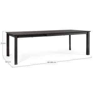 KONNOR prémium bővíthető kültéri étkezőasztal - 160-240cm - antracit