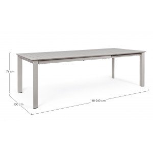 KONNOR prémium bővíthető kültéri étkezőasztal - 160-240cm - szürke
