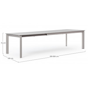 KONNOR prémium bővíthető kültéri étkezőasztal - 200-300cm - szürke
