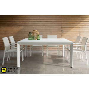 KONNOR II prémium bővíthető kültéri étkezőasztal - 160cm - fehér BIZZOTTO