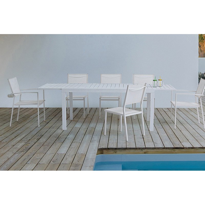 HILDE bővíthető kültéri étkezőasztal - 140-210cm - fehér