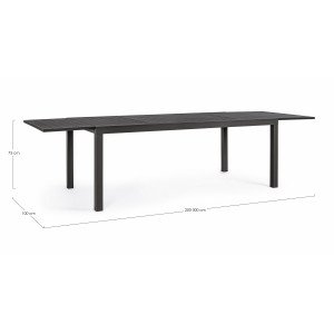 HILDE bővíthető kültéri étkezőasztal - 200-300cm - antracit