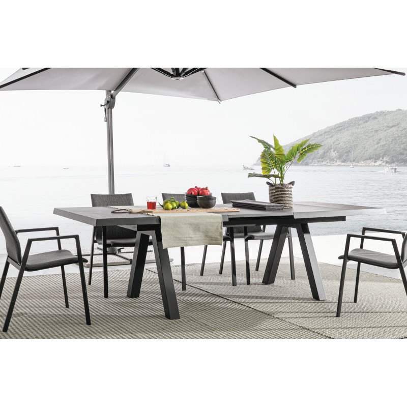 KRION prémium bővíthető kültéri kerámia étkezőasztal - 205-265cm - antracit