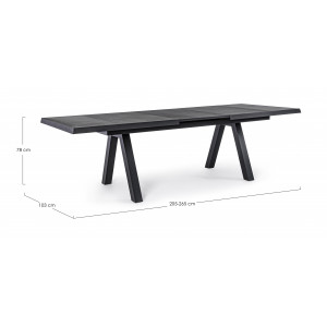 KRION prémium bővíthető kültéri kerámia étkezőasztal - 205-265cm - antracit