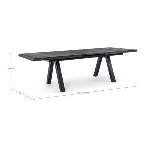 KRION prémium bővíthető kültéri kerámia étkezőasztal - 205-265cm - antracit