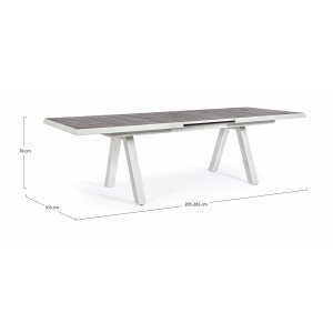 KRION prémium bővíthető kültéri kerámia étkezőasztal - 205-265cm - szürke