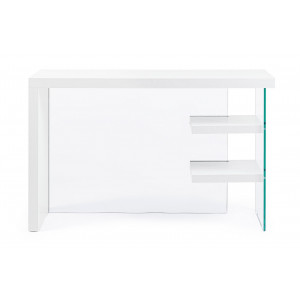 LOMANTE modern üveg íróasztal - tölgy/fehér