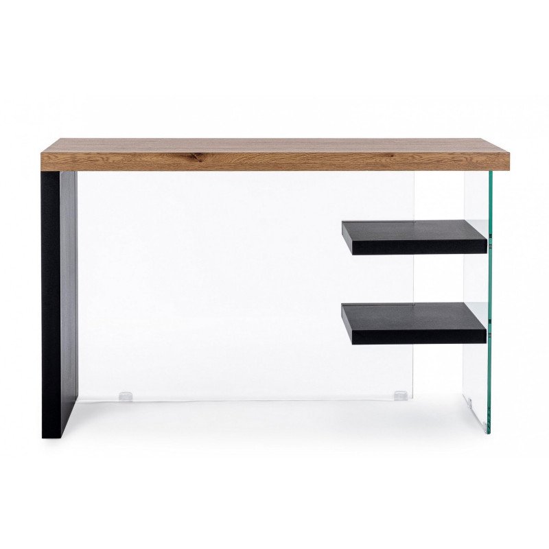 LOMANTE modern üveg íróasztal - fekete