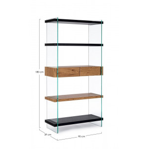 LOMANTE modern üveg polc - 180cm - fekete