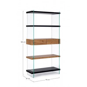 LOMANTE modern üveg polc - 180cm - fekete