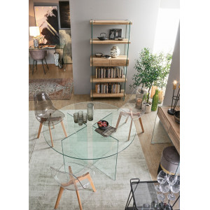 LOMANTE modern üveg polc - 180cm - fehér/tölgy